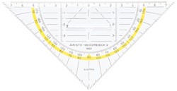 Geodriehoek Aristo 1553 140mm transparant met gele rand en greep