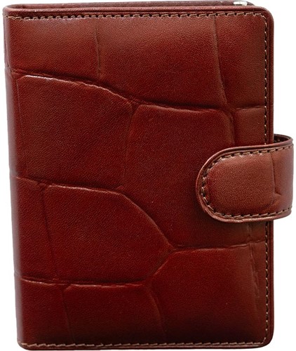 Agenda omslag Succes Mini model Firenze - mat rundleer met de klassieke crocoprint - Kleur: bruin - mechaniek: 15mm PM212FI01