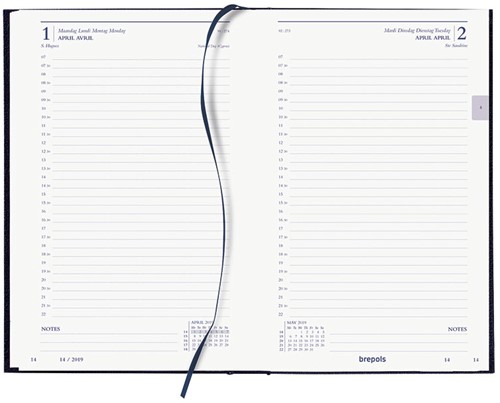 Agenda 2025/2026 Brepols Saturnus Lucca 1 dag per pagina 13,3x20,8cm 16 maanden vanaf september 2025 omslag kunstleder lichtbruin wit papier-2