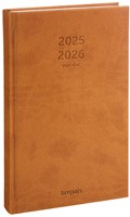 Agenda 2025/2026 Brepols Saturnus Lucca 1 dag per pagina 13,3x20,8cm 16 maanden vanaf september 2025 omslag kunstleder lichtbruin wit papier
