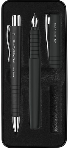 Vulpen + balpen Faber-Castell Poly Pen black in giftbox