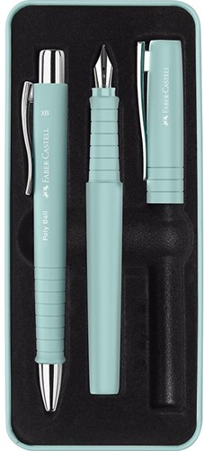 Vulpen + balpen Faber-Castell Poly Pen caribic blue in giftbox