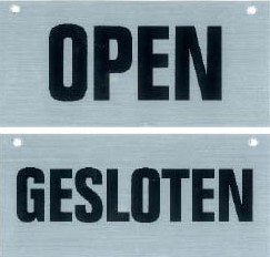 Deurbordje 2-zijdig 150x70mm tekst: open/gesloten