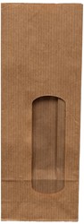 Blokbodemzak met venster 55+35x175 mm bruin kraft 250 stuks