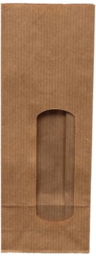 Blokbodemzak met venster 55+35x175 mm bruin kraft 250 stuks