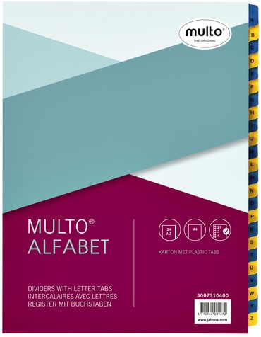 Tabbladen Multo 2/4/23 gaats 7310400 alfabet blauw/geel karton. bij Dijkgraaf