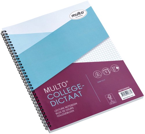 Collegeblok Multo A4 ruit 5mm 80 vel 23-gaats met spiraal