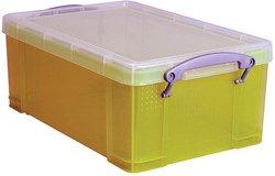 Opbergbox Really Useful 9 liter transparant geel (lxbxh) 395x255x155mm