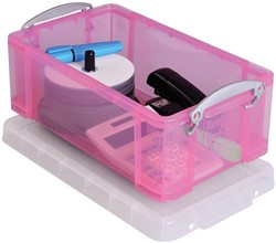 Opbergbox Really Useful 9 liter transparant roze (lxbxh) 395x255x155mm