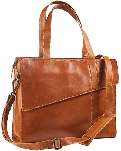 Laptoptas Label M Florence met 15.6inch laptopvak rundsleder cognac