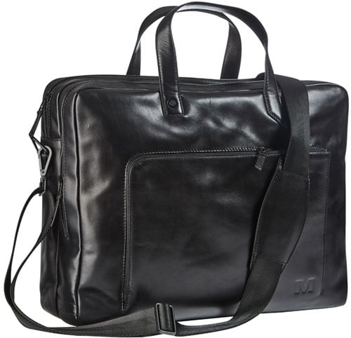 Laptoptas Maverick All Black 15.6inch rundleder zwart
