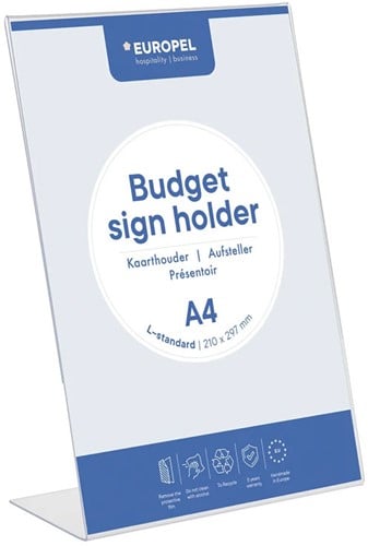 Folderstandaard Europel Budget A4 staand schuin model glashelder