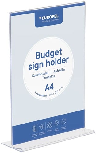 Folderstandaard Europel Budget A4 staand recht model glashelder