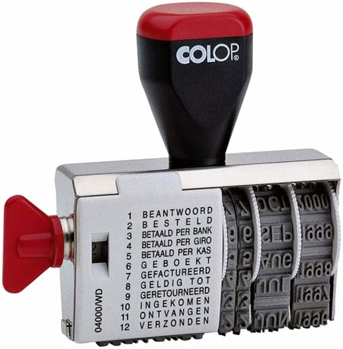 Woord-/datumstempel Colop 04000 12 instelbare teksten 4mm