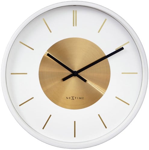 Wandklok Nextime Retro 2 Ø25cm wit/goud NE-3535WI