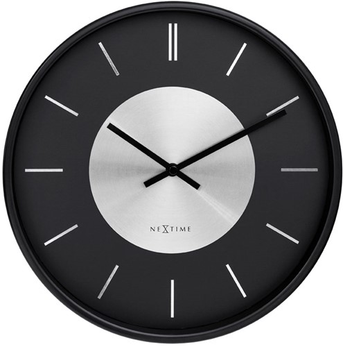 Wandklok Nextime Retro 2 Ø25cm zwart/zilver NE-3535ZW