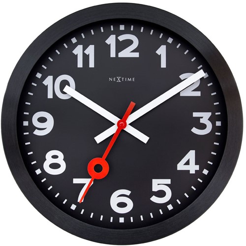 Wandklok NeXtime Station All Black Ø35cm zwart NX-7373ZW