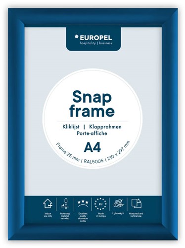 Kliklijst Europel A4 25mm afgerond profiel blauw