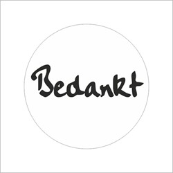 Cadeau etiket Ø39 mm wit met zwarte opdruk: 'Bedankt' 500 etiketten