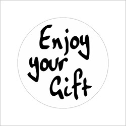 Cadeau etiket Ø39 mm wit met zwarte opdruk: 'Enjoy your gift' 500 etiketten