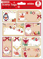 Kerst naamstickers Merry X-mas 8 stuks 