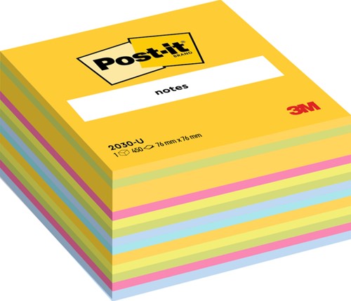 Kubusblok zelfklevend 3M Post-it 2030 76x76mm ultra assorti 450 vel
