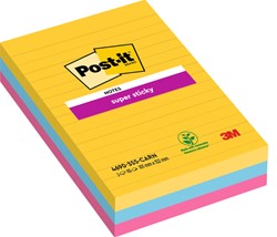 Memoblok zelfklevend 3M post-it 4690 Super Sticky 101x152mm Rio 3 blokjes