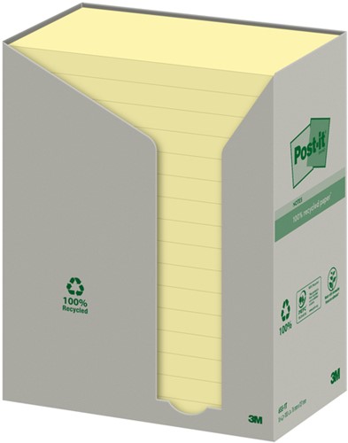Memoblok 3M Post-it 655 76x127mm recycled geel 16x100 vel