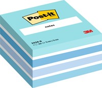 Kubusblok zelfklevend 3M Post-it 2028B 76x76mm aqua blauw 450 vel