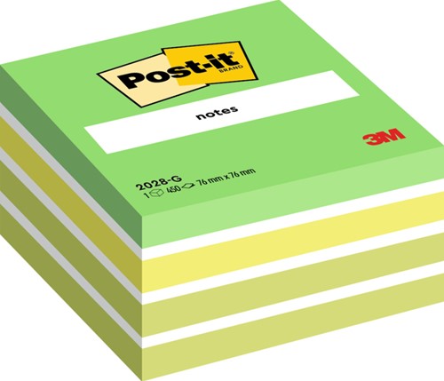 Kubusblok zelfklevend 3M Post-it 2028G 76x76mm aqua groen 450 vel