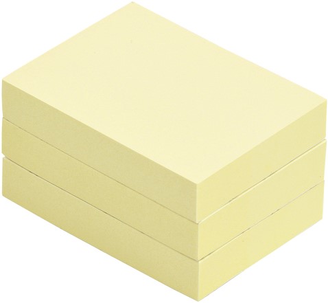 Memoblok Quantore 38x51mm geel 3 stuks | afname per 4 sets