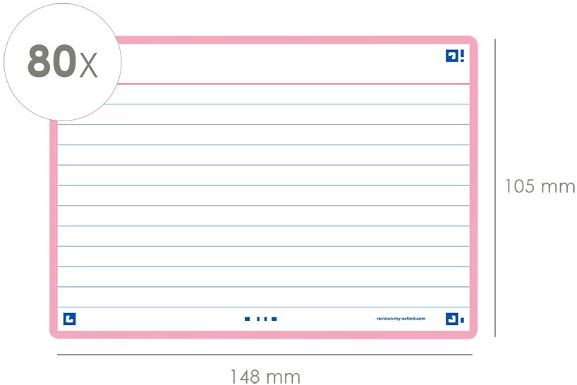 Flashcards Oxford 2.0 105x148mm gelijnd roze 80 stuks