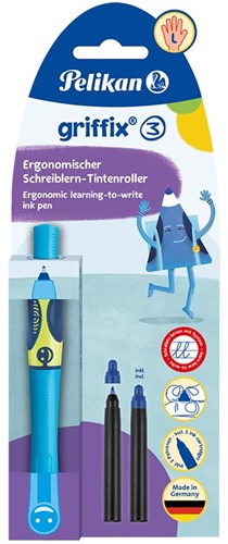 Inktpen Pelikan Griffix T2NBL Neon Fresh Blue linkshandig