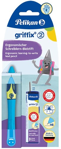 Vulpotlood Pelikan Griffix B2NBR Neon Fresh Blue rechtshandig HB