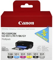 Inktcartridge Canon PGI-550 + CLI-551 zwart + kleur