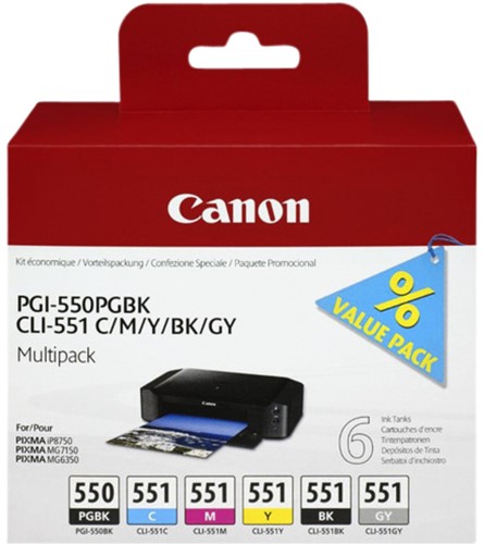 Inktcartridge Canon PGI-550 + CLI-551 zwart + kleur