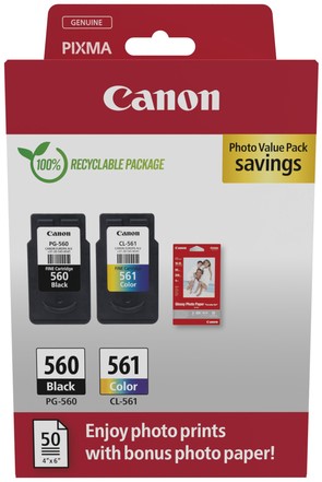 Inktcartridge Canon PG-560 + CL-561 zwart + kleur