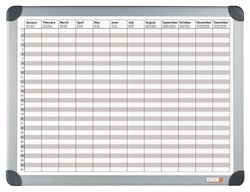 Planbord Desq #4123 60x90cm jaarindeling 31 rijen horizontaal magnetisch en beschrijfbaar inclusief montagemateriaal.