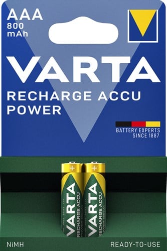 Oplaadbare batterij Varta 2x AAA 800mAh mini penlite