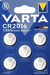 Knoopcel batterij Varta 5x CR2016 lithium