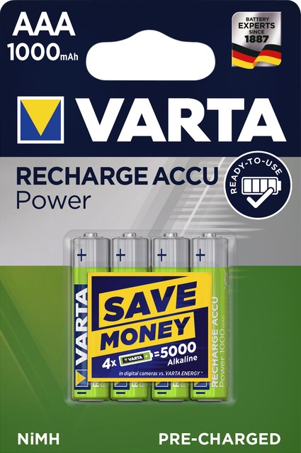 Buitensporig regeren vredig Oplaadbare batterij Varta 4x AAA 1000mAh mini penlite