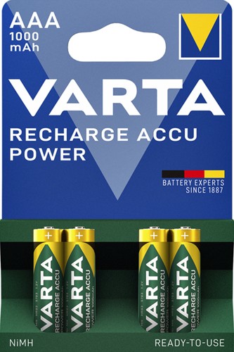 Oplaadbare batterij Varta 4x AAA 1000mAh mini penlite