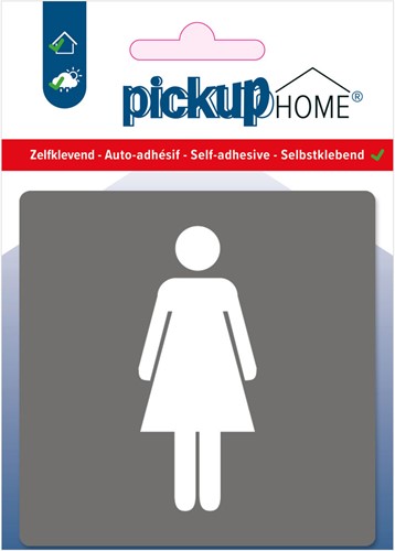 Deurbordje Pickup HOME 90x90mm acryl Dames grijs