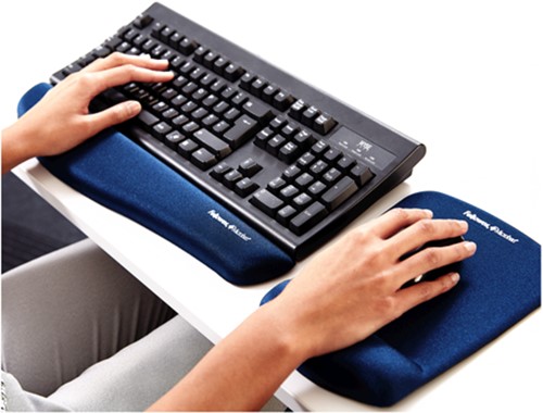 Muismat met polssteun Fellowes Plush Touch blauw 9287302-3