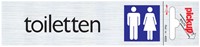 Deurbordje Pickup 165x44mm zelfklevend tekst en pictogram toiletten man/vrouw