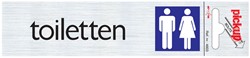 Deurbordje Pickup 165x44mm zelfklevend tekst en pictogram toiletten man/vrouw