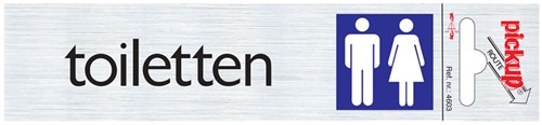Deurbordje Pickup 165x44mm zelfklevend tekst en pictogram toiletten man/vrouw