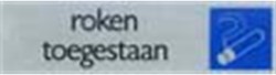 Deurbordje Pickup 165x44mm zelfklevend tekst en pictogram roken toegestaan