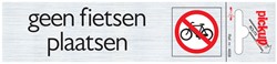 Deurbordje Pickup 165x44mm zelfklevend tekst en pictogram geen fietsen plaatsen