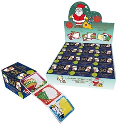 Kerst naamstickers 50 stuks assorti in giftbox